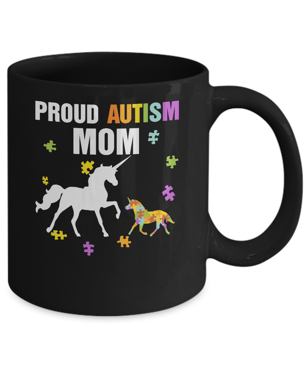 Proud Autism Mom Unicorn Autism Awareness Mug-Coffee Mug-11oz Mug-Black