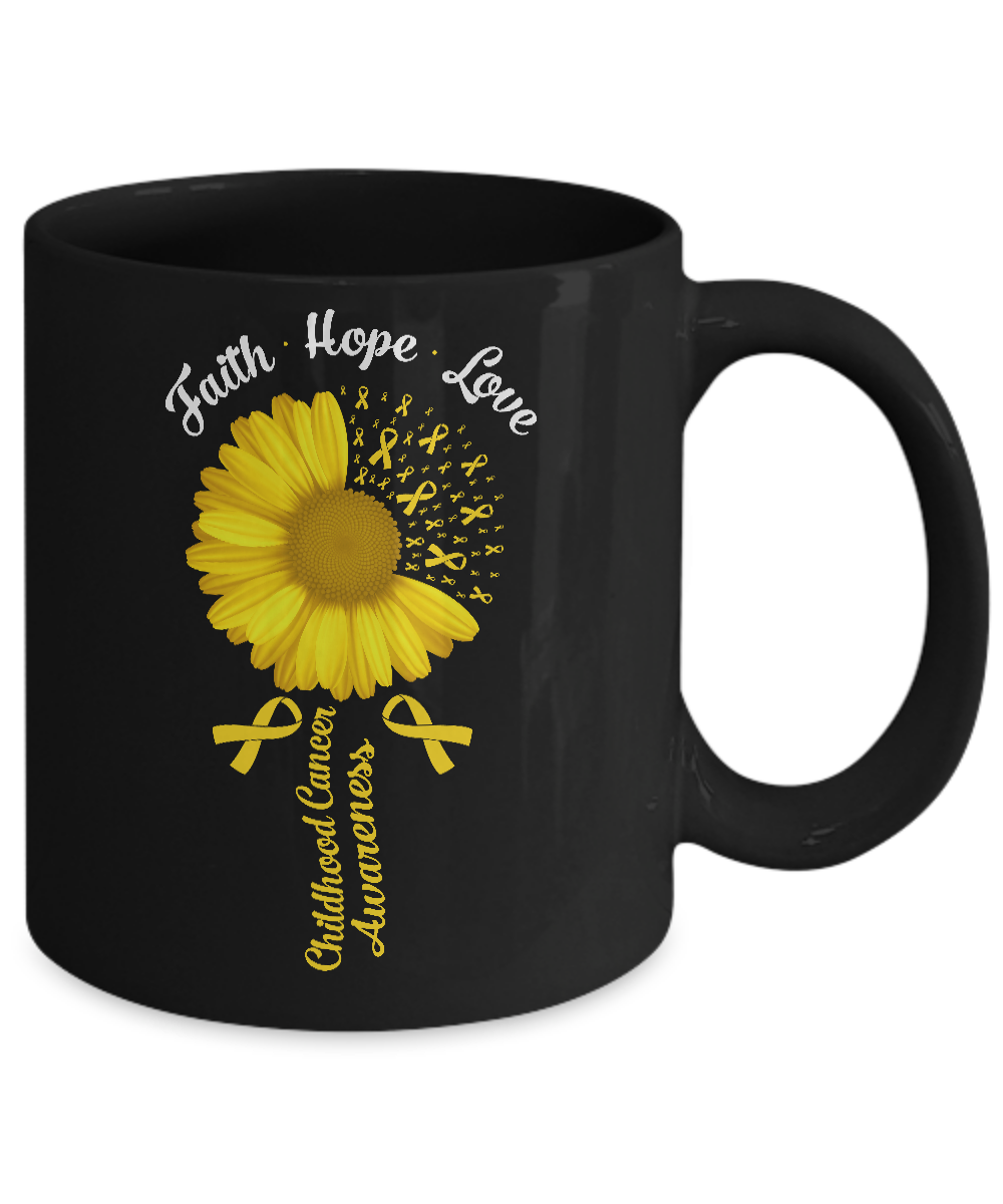 Faith Hope Love Childhood Cancer Awareness Mug-Coffee Mug-11oz Mug-Black