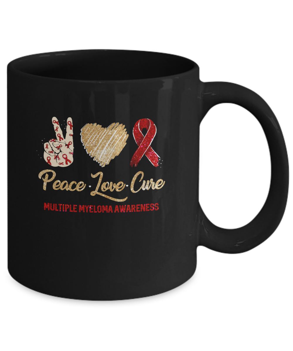 Peace Love Cure Multiple Myeloma Awareness Mug-Coffee Mug-11oz Mug-Black