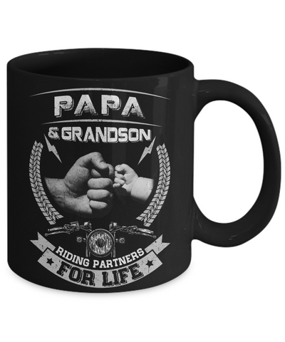 Motocross Papa And Grandson Riding Partners For Life Mug-Coffee Mug-11oz Mug-Black