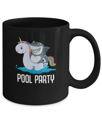 Pool Party Unicorn Float Funny Shark Mug-Coffee Mug-11oz Mug-Black