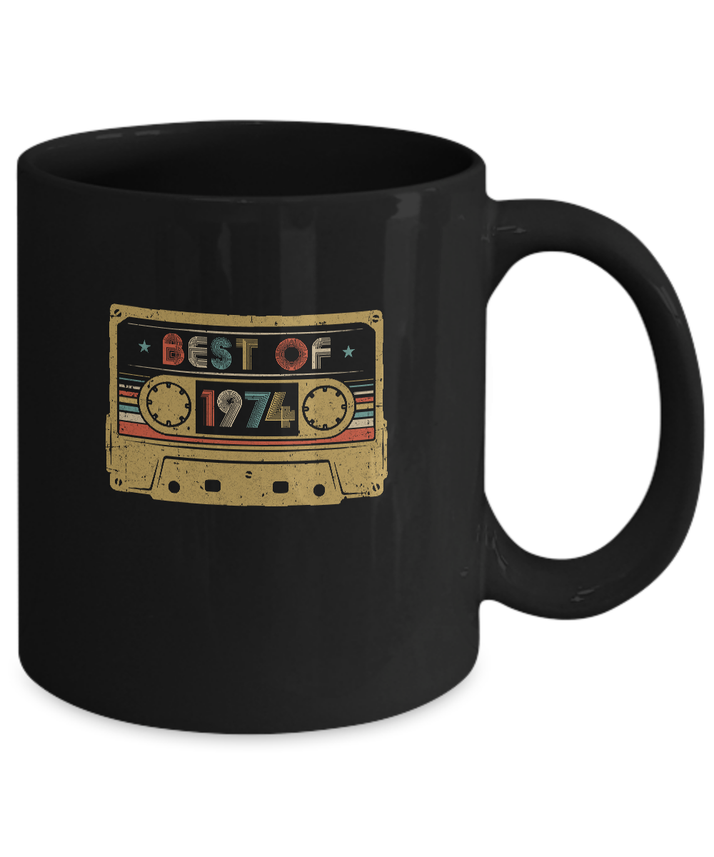 Vintage Cassette Best Of 1974 47th Cassette Birthday Gifts Mug-Coffee Mug-11oz Mug-Black