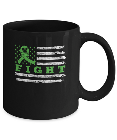 Fight Green Ribbon US Flag Liver Lymphoma Cancer Awareness Mug-Coffee Mug-11oz Mug-Black