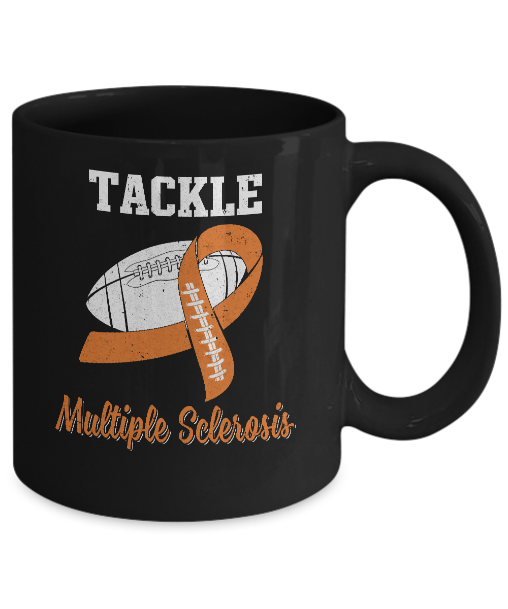 Football Survivor Tackle Orange Multiple Sclerosis Awareness Mug-Coffee Mug-11oz Mug-Black