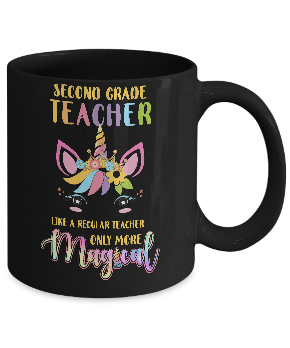 2nd Second Grade Teacher Cute Magical Unicorn Gift Mug-Coffee Mug-11oz Mug-Black