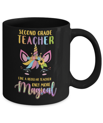2nd Second Grade Teacher Cute Magical Unicorn Gift Mug-Coffee Mug-11oz Mug-Black