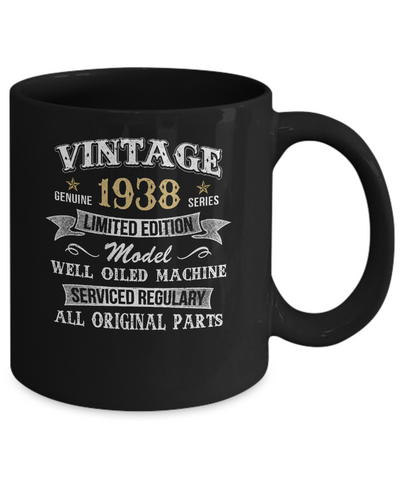 Vintage 83th Birthday Funny 1938 All Original Parts Mug-Coffee Mug-11oz Mug-Black