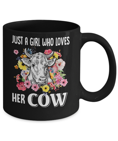 Just A Girl Who Loves Her Cow Mug-Coffee Mug-11oz Mug-Black