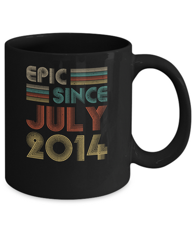 Epic Since July 2014 Vintage 7th Birthday Gifts Youth Mug-Coffee Mug-11oz Mug-Black