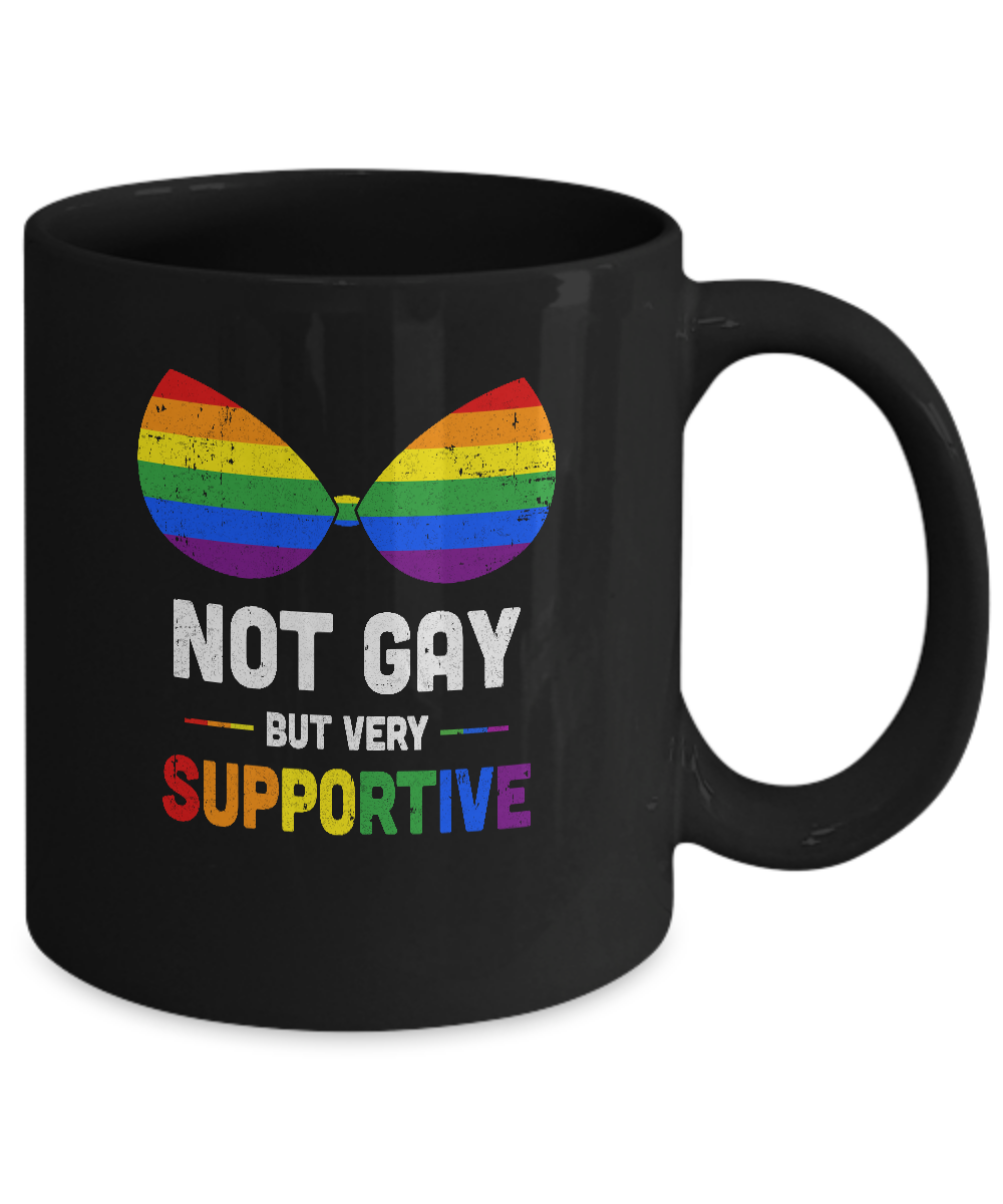 Not Gay But Very Supportive LGBT Straight Bra Mug-Coffee Mug-11oz Mug-Black