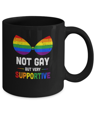 Not Gay But Very Supportive LGBT Straight Bra Mug-Coffee Mug-11oz Mug-Black