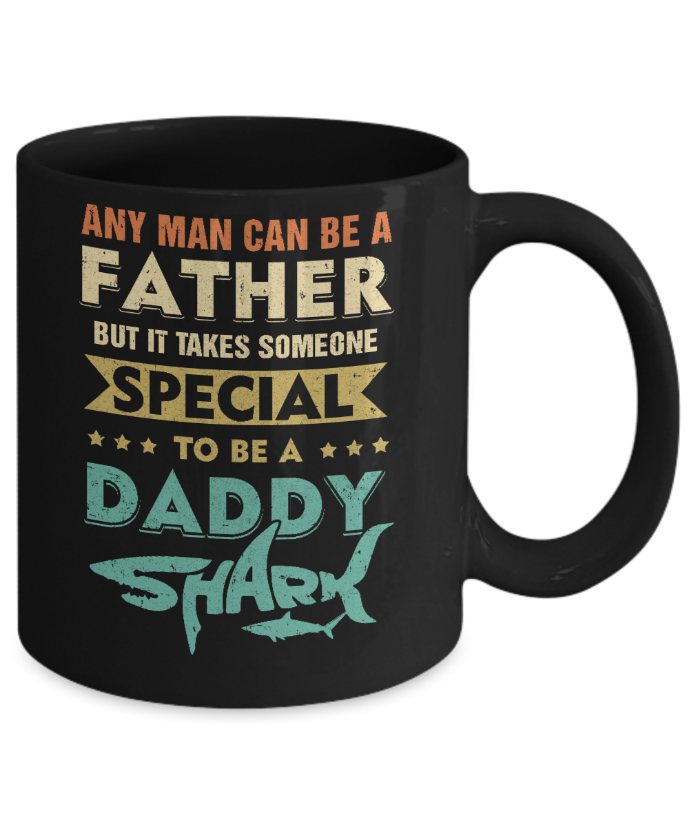Vintage Someone Special To Be A Daddy Shark Fathers Day Mug-Coffee Mug-11oz Mug-Black