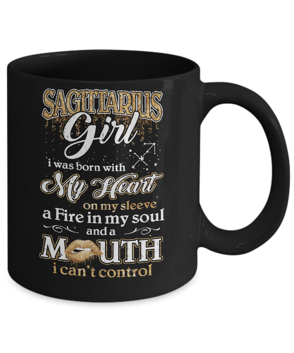 I'm A Sagittarius Girl Lipstick November December Funny Zodiac Birthday Mug-Coffee Mug-11oz Mug-Black