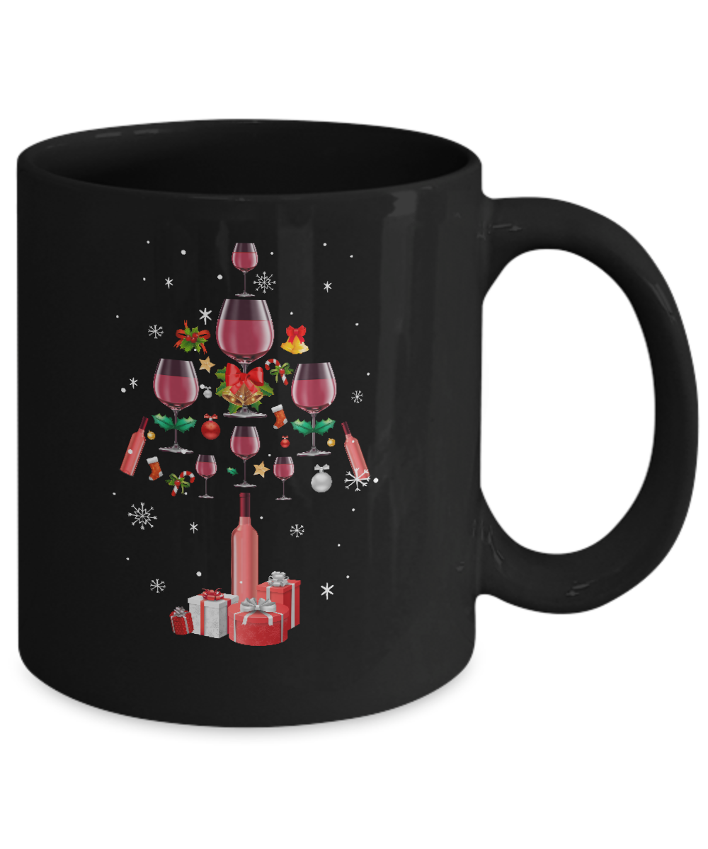 Drink Wine Christmas Tree Wine Xmas Gifts Mug-Coffee Mug-11oz Mug-Black