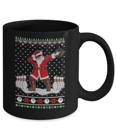 Dabbing Santa Claus Bowling Ugly Christmas Sweater Mug-Coffee Mug-11oz Mug-Black