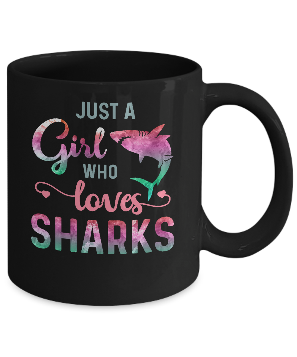 Just A Girl Who Loves Sharks Shark Lover Mug-Coffee Mug-11oz Mug-Black
