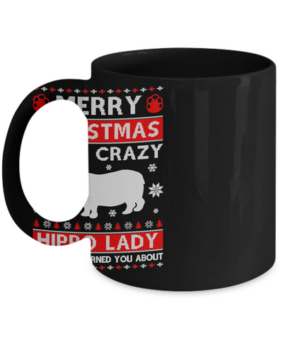 Merry Christmas From Crazy Hippo Lady Sweater Mug-Coffee Mug-11oz Mug-Black