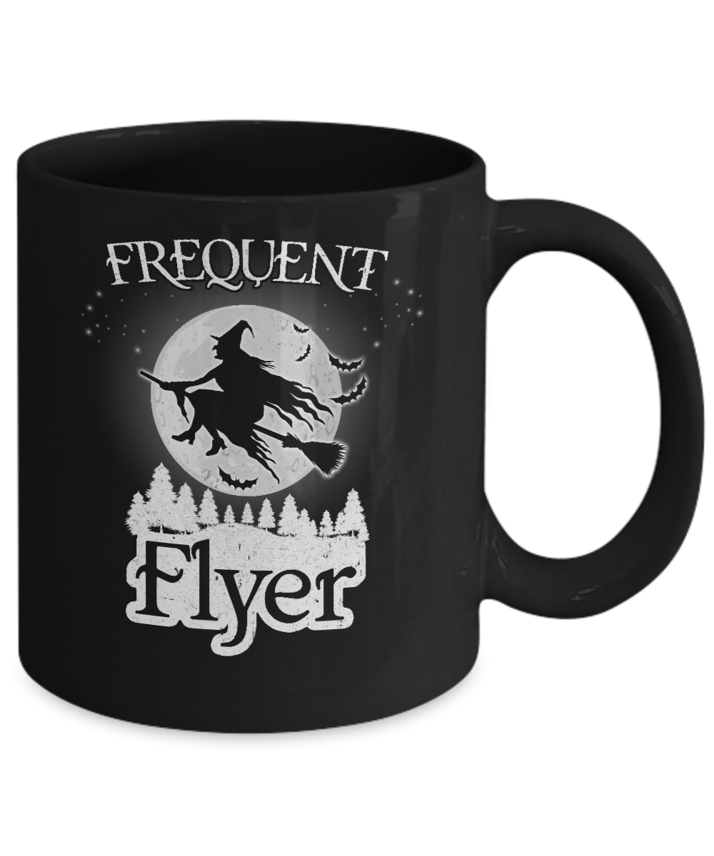 Frequent Flyer Funny Halloween Witch Costume Gift Mug-Coffee Mug-11oz Mug-Black