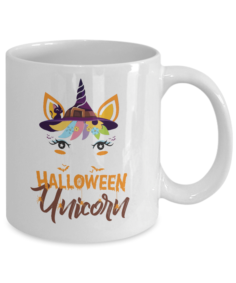Halloween Costume Unicorn Witch Bats Mug-Coffee Mug-11oz Mug-White