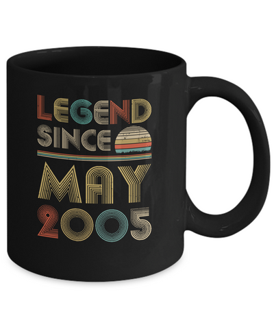 Legend Since May 2005 Vintage 16th Birthday Gifts Mug-Coffee Mug-11oz Mug-Black