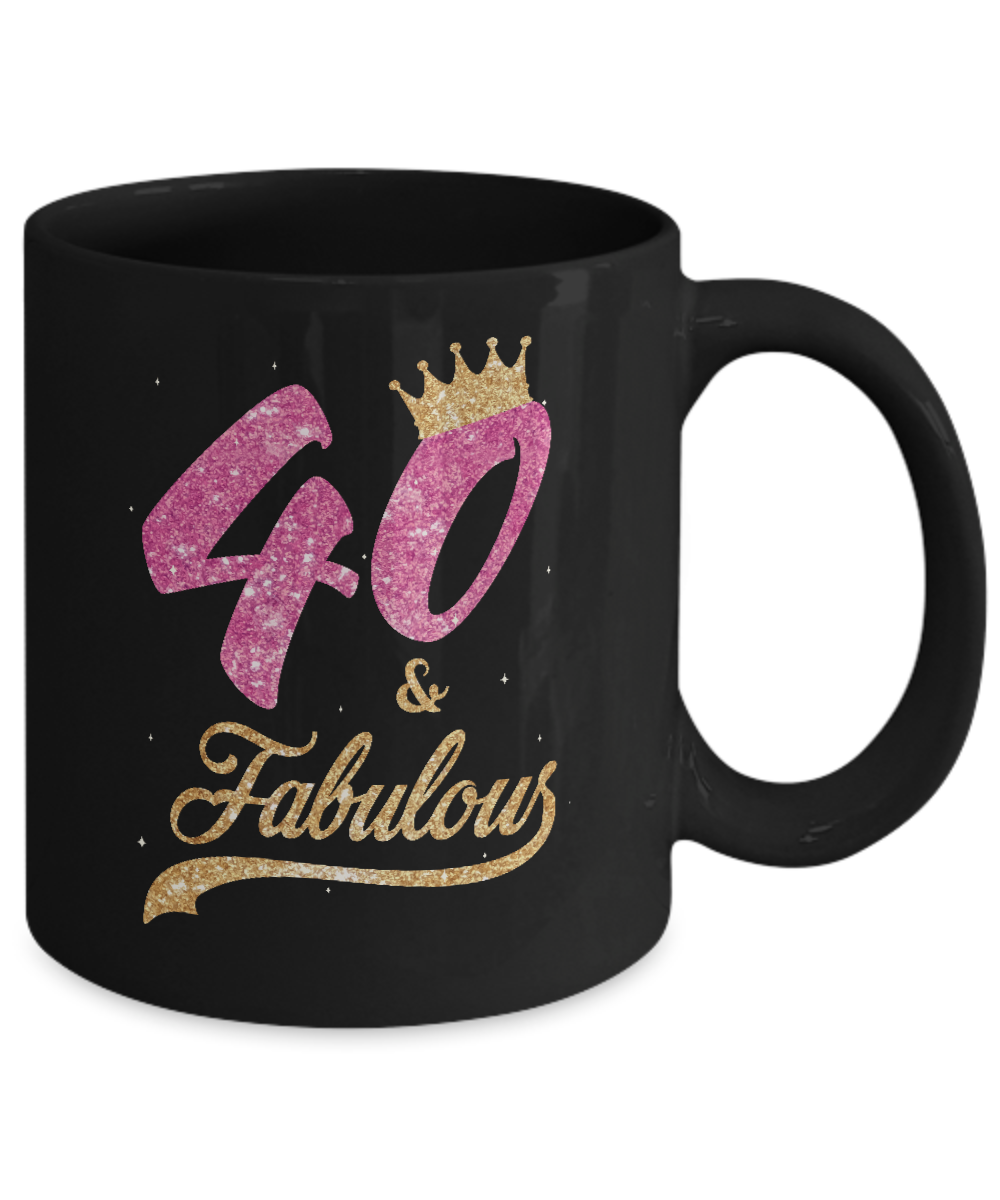 40 And Fabulous 1981 40th Birthday Gift Mug-Coffee Mug-11oz Mug-Black