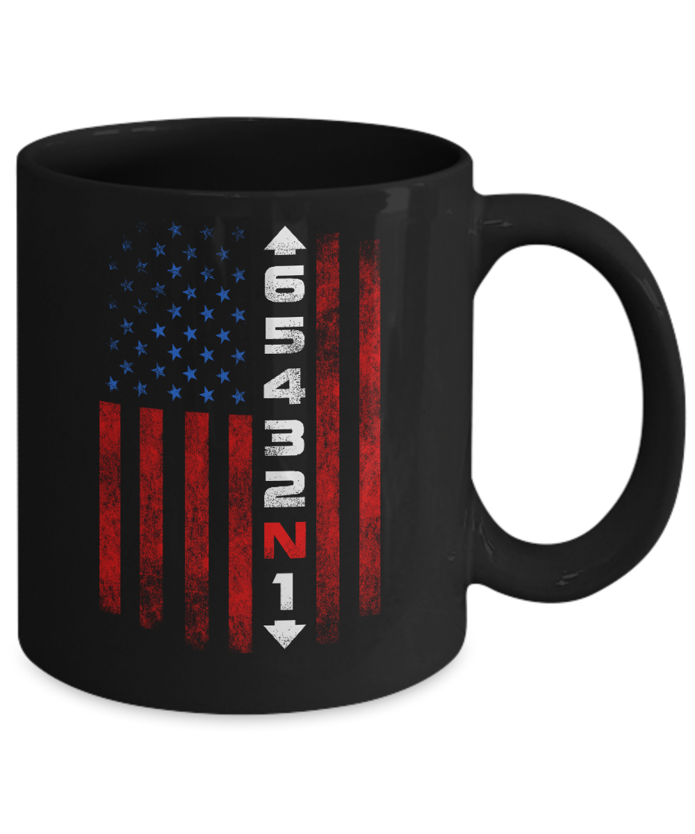Motorcycle Gears Fun Motorbike American Us Flag Mug-Coffee Mug-11oz Mug-Black