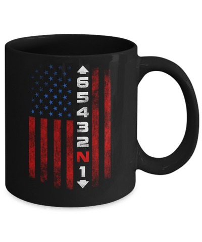Motorcycle Gears Fun Motorbike American Us Flag Mug-Coffee Mug-11oz Mug-Black