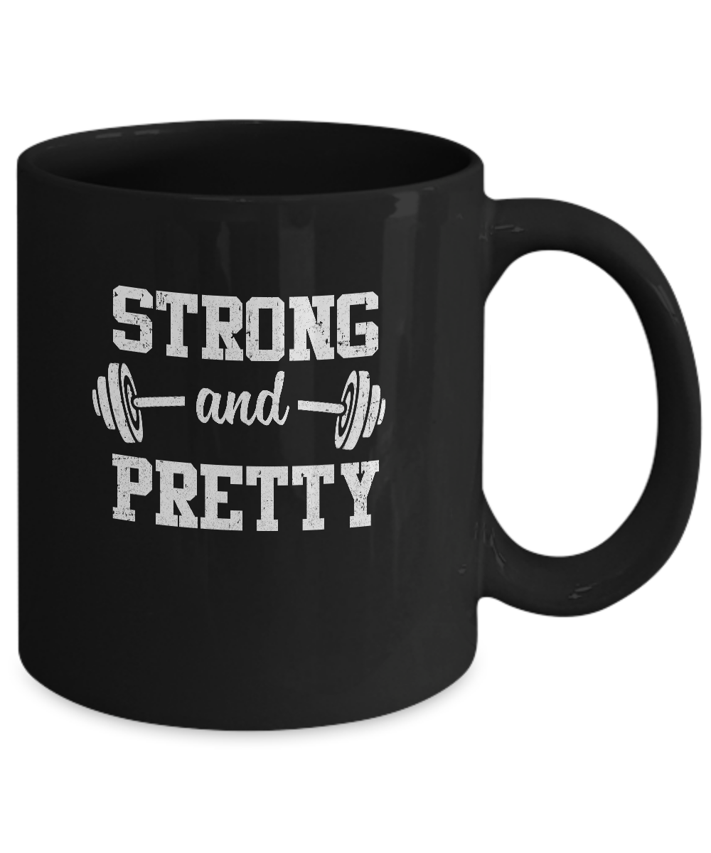 Strong And Pretty Funny Strongman Workout Gym Gift Mug-Coffee Mug-11oz Mug-Black