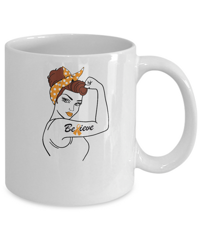 Support MS Leukemia Awareness Warrior Believe Mug-Coffee Mug-11oz Mug-White