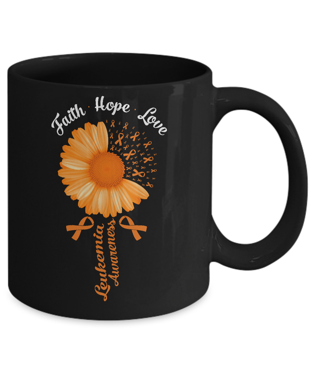 Faith Hope Love Orange Ribbon Leukemia Awareness Mug-Coffee Mug-11oz Mug-Black