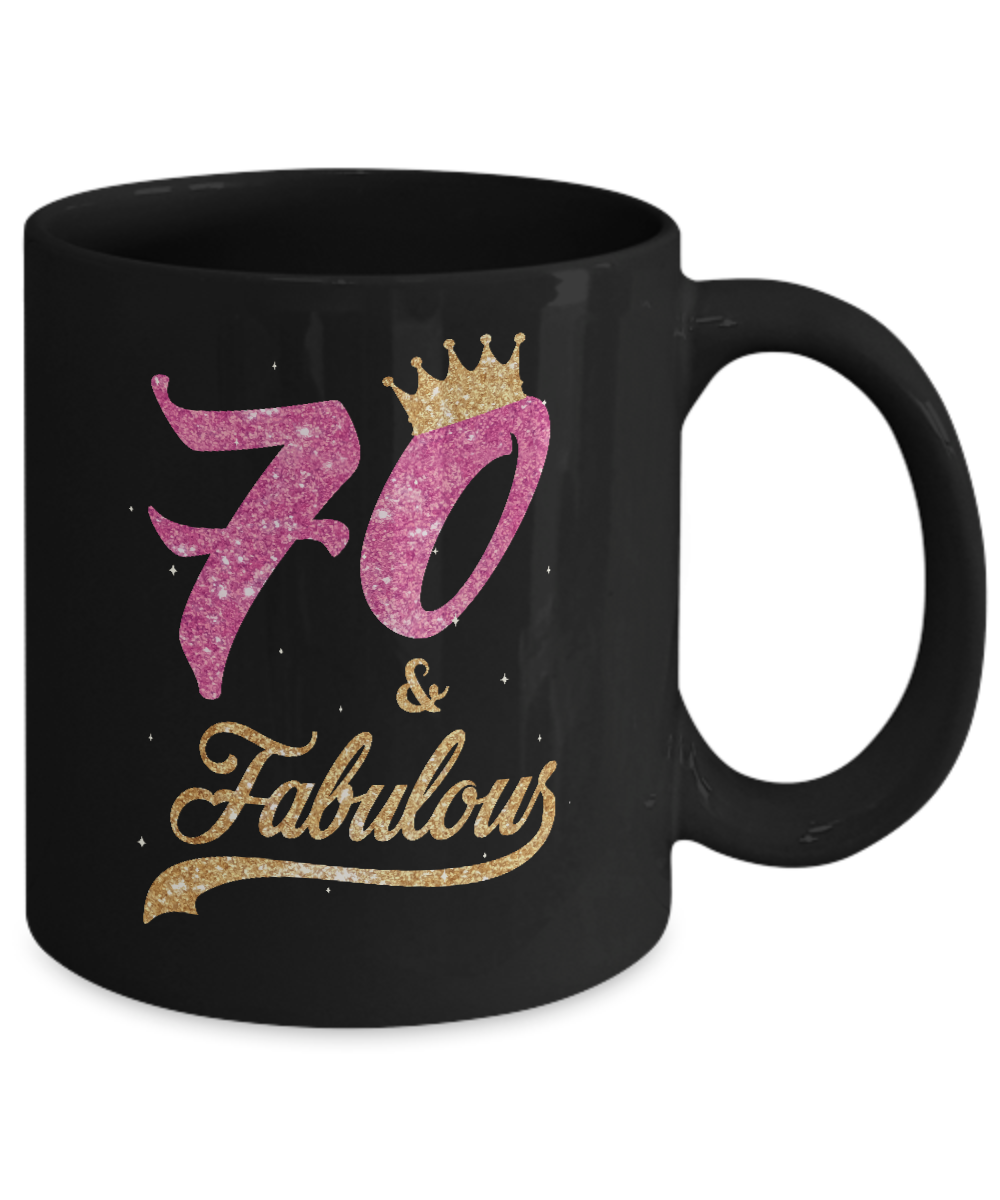 70 And Fabulous 1951 70th Birthday Gift Mug-Coffee Mug-11oz Mug-Black