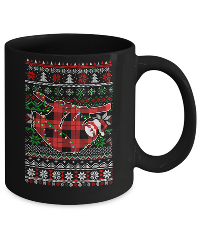 Red Plaid Buffalo Sloth Pajamas Family Christmas Sweater Mug-Coffee Mug-11oz Mug-Black