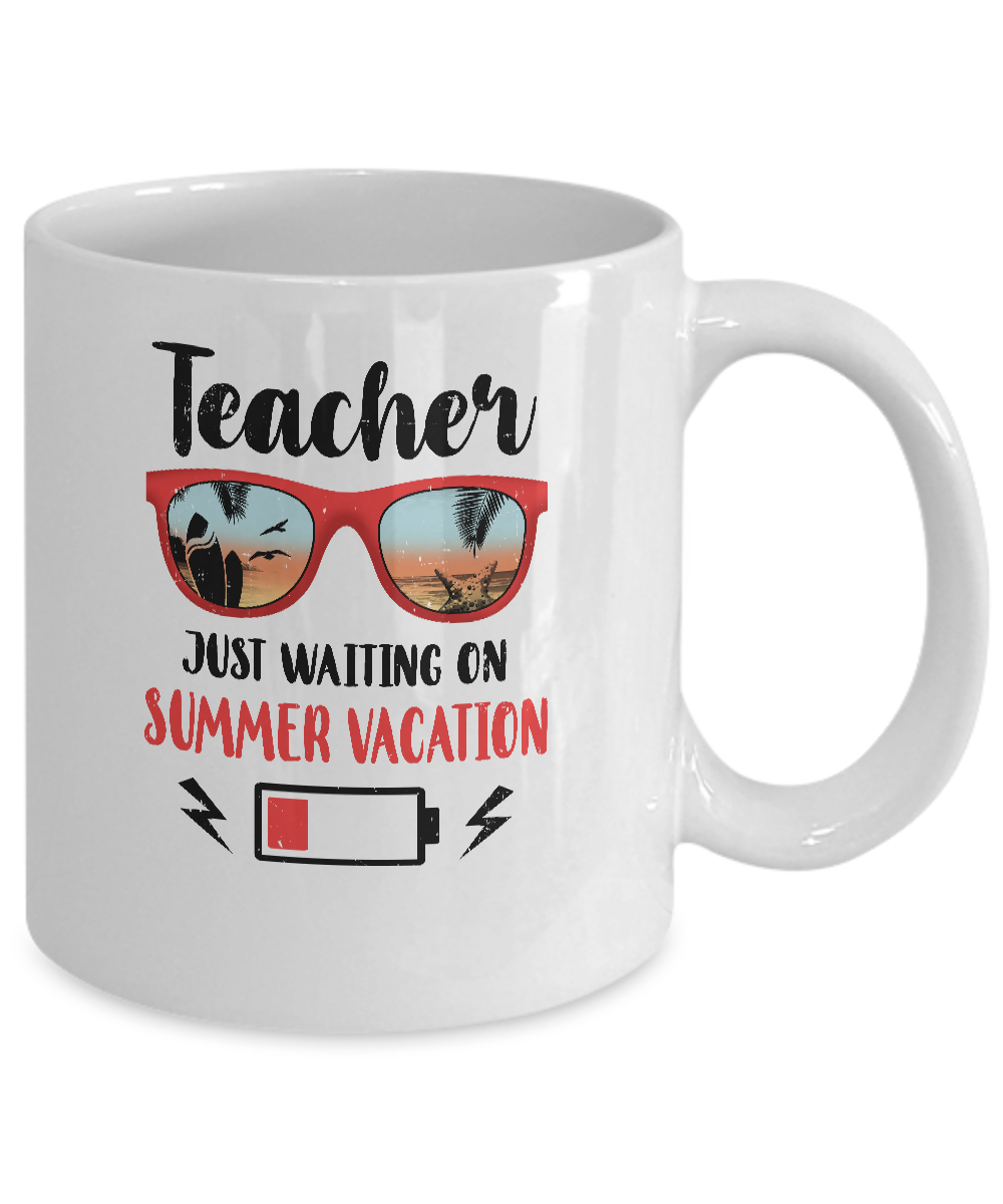 Teacher Just Waiting On Summer Vacation Gifts Mug-Coffee Mug-11oz Mug-White