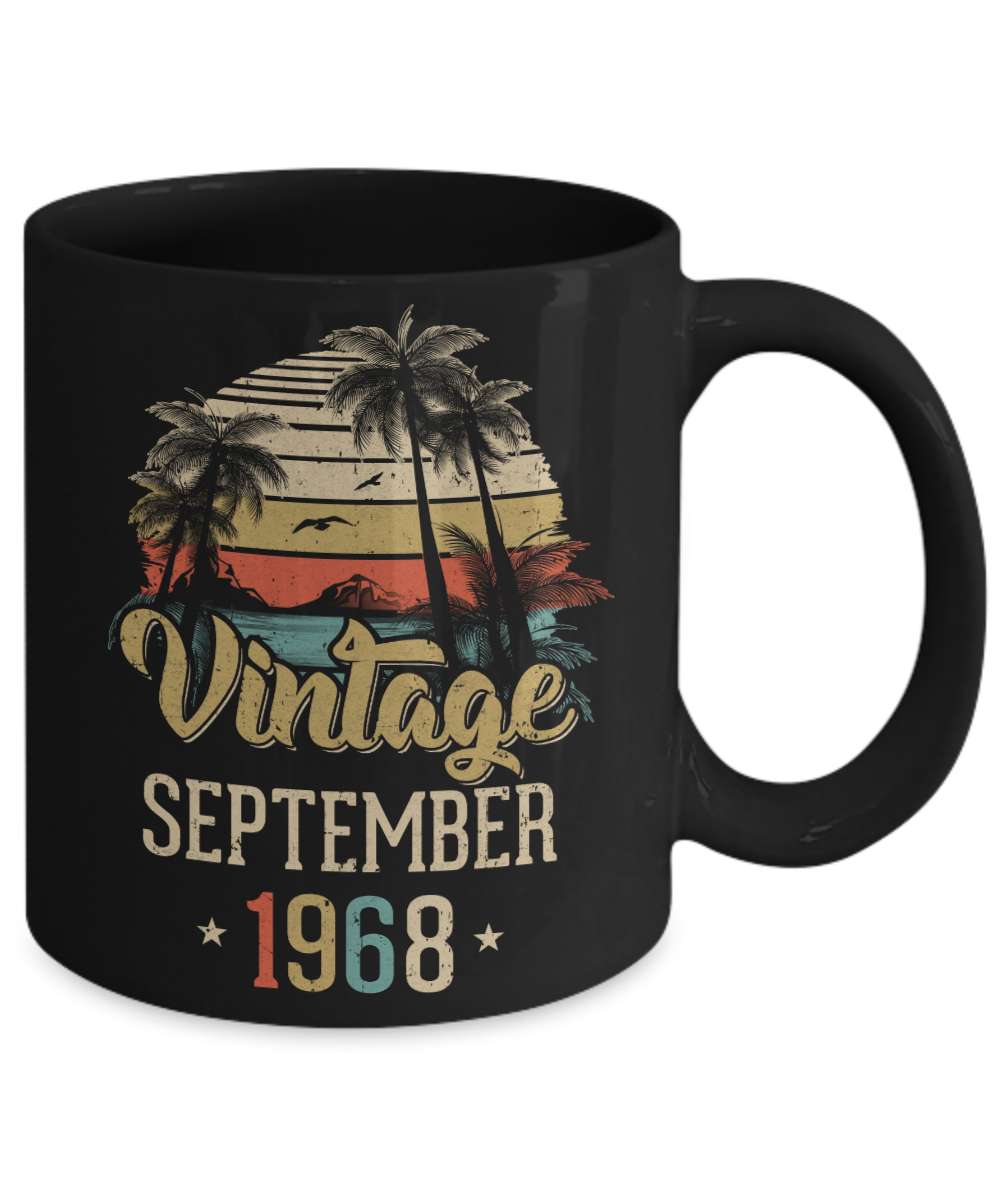Retro Classic Vintage September 1968 53th Birthday Gift Mug-Coffee Mug-11oz Mug-Black