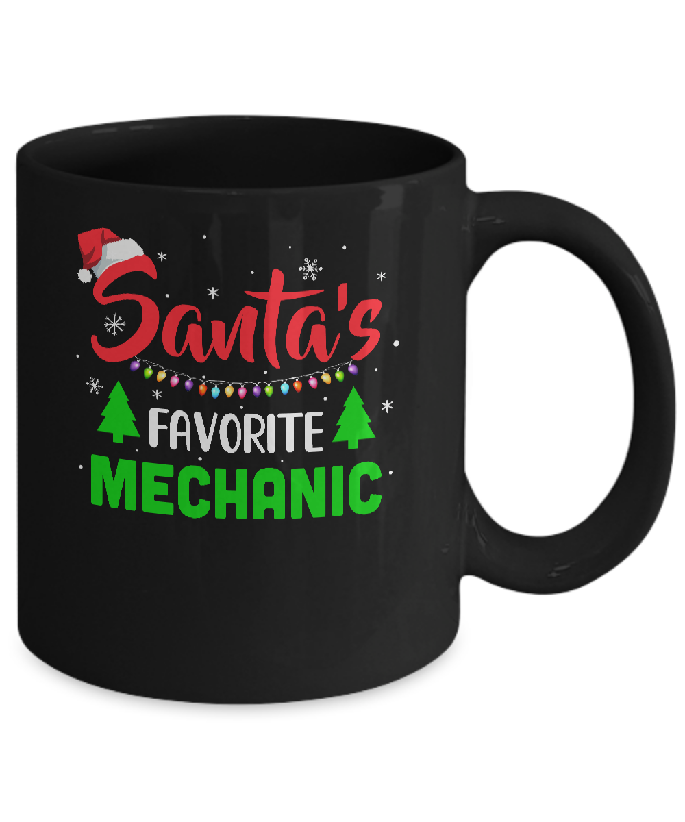Santa's Favorite Mechanic Funny Christmas Xmas Gifts Mug-Coffee Mug-11oz Mug-Black