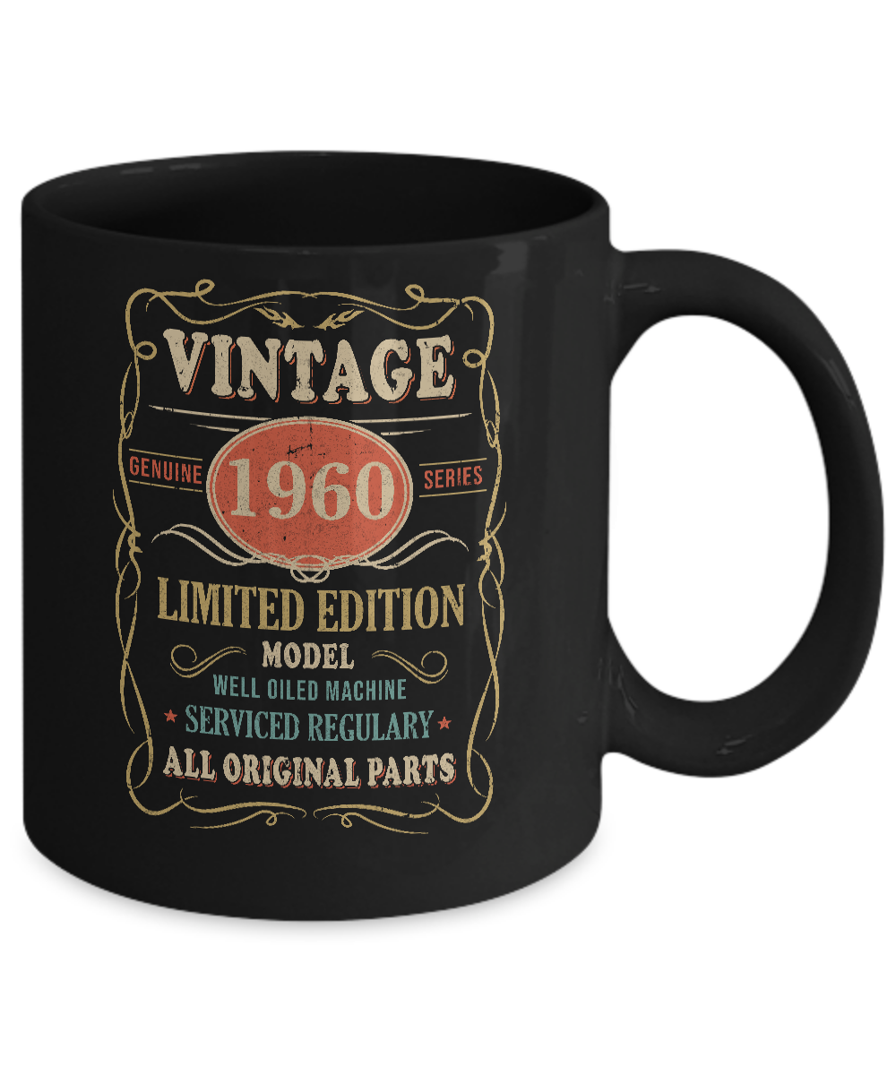 Vintage 1960 61th Birthday All Original Parts Gift Mug-Coffee Mug-11oz Mug-Black