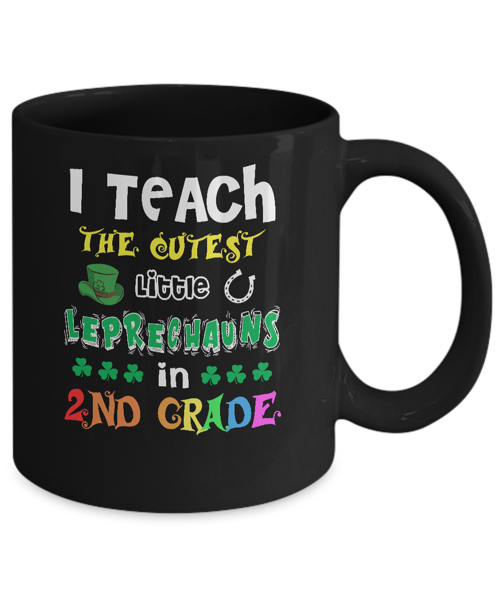 I Teach Cutest Leprechauns 2nd Grade Teacher St Patricks Day Mug-Coffee Mug-11oz Mug-Black