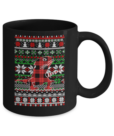 Bearded Dragon Red Plaid Ugly Christmas Sweater Funny Gifts Mug-Coffee Mug-11oz Mug-Black