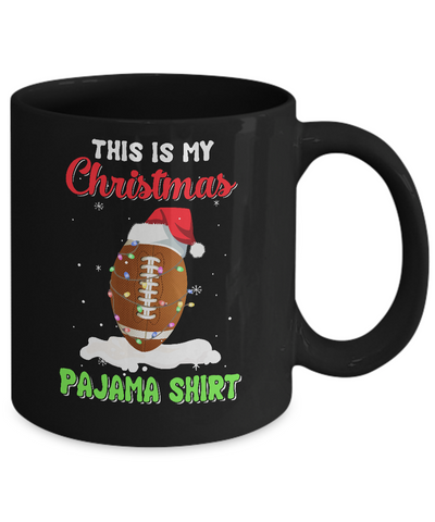 This Is My Christmas Pajama Xmas Football Santa Mug-Coffee Mug-11oz Mug-Black