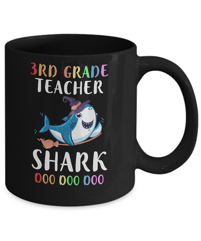 3rd Grade Teacher Shark Doo Doo Doo Halloween Mug-Coffee Mug-11oz Mug-Black