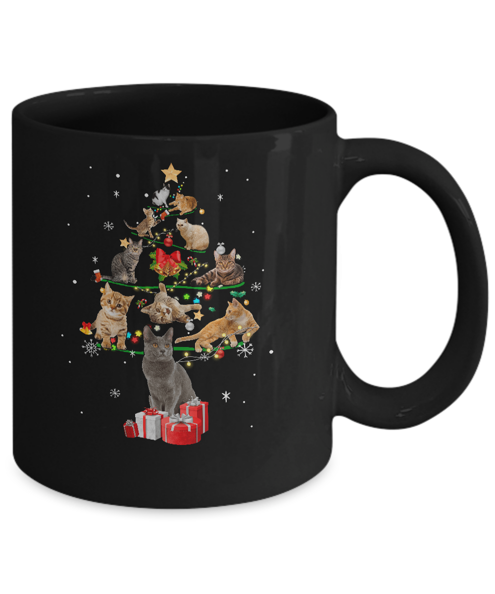 Funny Cats Christmas Tree Ornament Decor Gift Mug-Coffee Mug-11oz Mug-Black