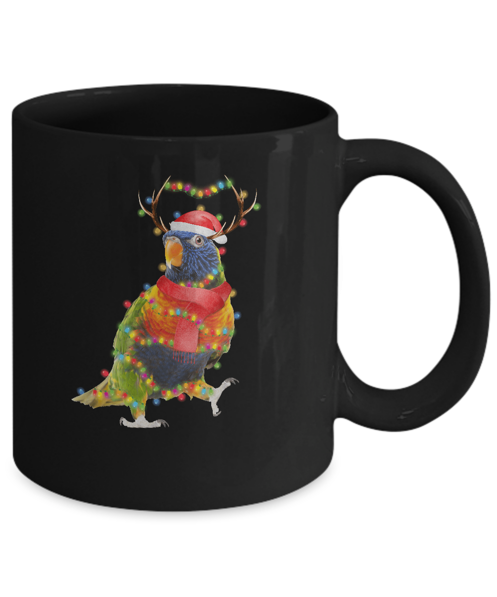 Cockatoo Parrot Bird Reindeer Christmas Light Ornament Mug-Coffee Mug-11oz Mug-Black