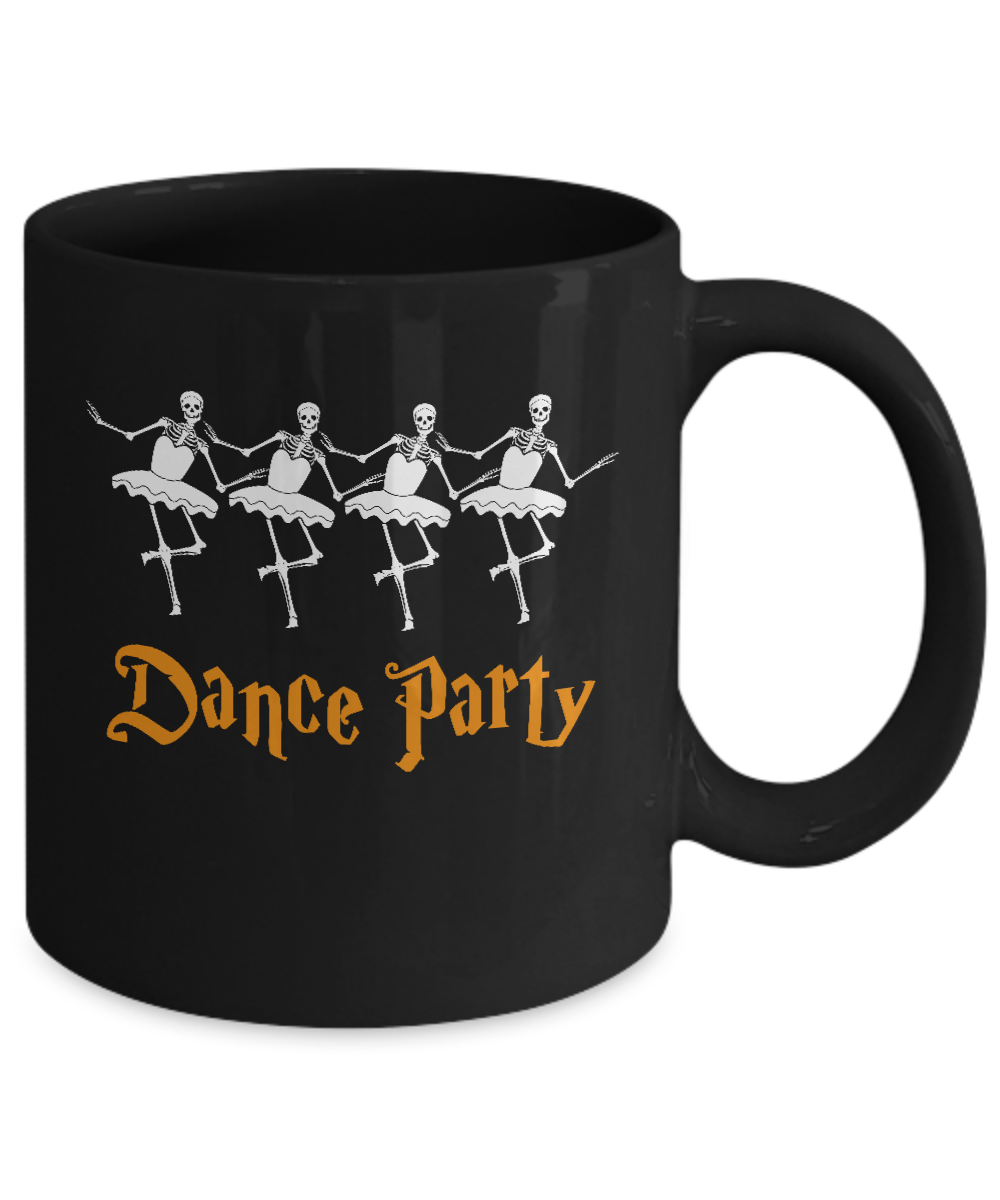 Ballet Skeleton Dance Party Happy Halloween Mug-Coffee Mug-11oz Mug-Black