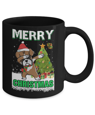 Cute Boxer Claus Merry Christmas Ugly Sweater Mug-Coffee Mug-11oz Mug-Black