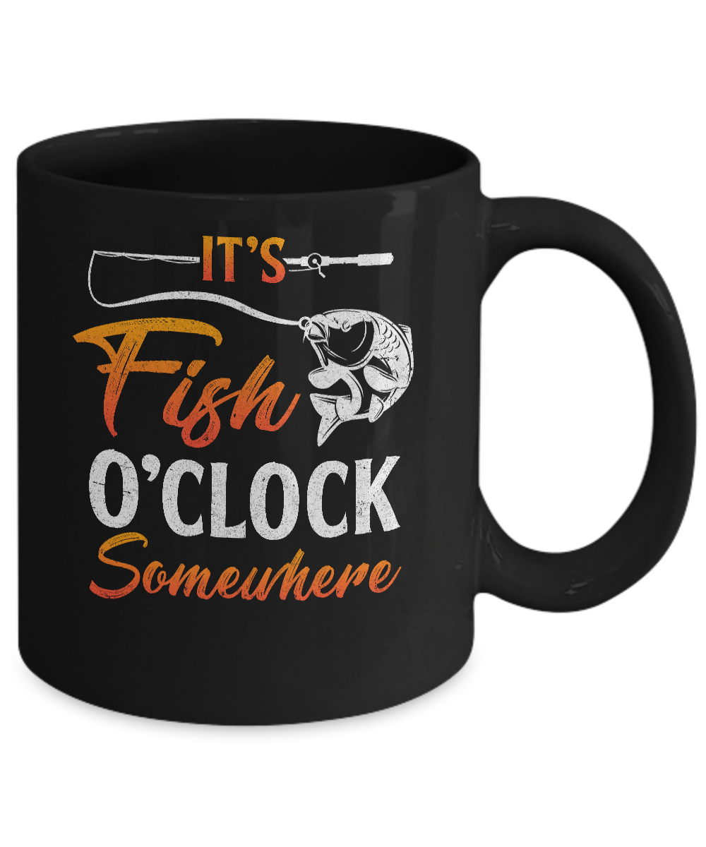 It's Fish O'clock Dad Papa Fishing Fish Father's Day Mug-Coffee Mug-11oz Mug-Black
