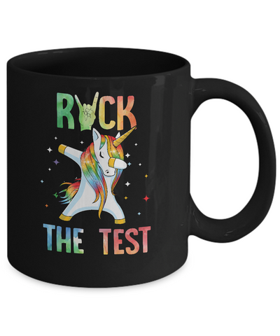 Rock The Test Funny School Unicorn Professor Teacher Mug-Coffee Mug-11oz Mug-Black