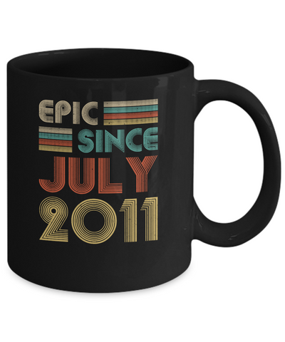 Epic Since July 2011 Vintage 10th Birthday Gifts Youth Mug-Coffee Mug-11oz Mug-Black