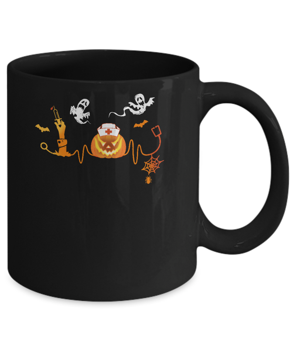 Funny Nurse Nursing Stethoscope Pumpkin Halloween Mug-Coffee Mug-11oz Mug-Black