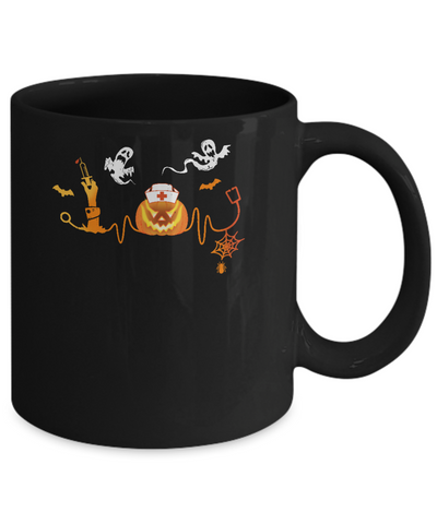 Funny Nurse Nursing Stethoscope Pumpkin Halloween Mug-Coffee Mug-11oz Mug-Black