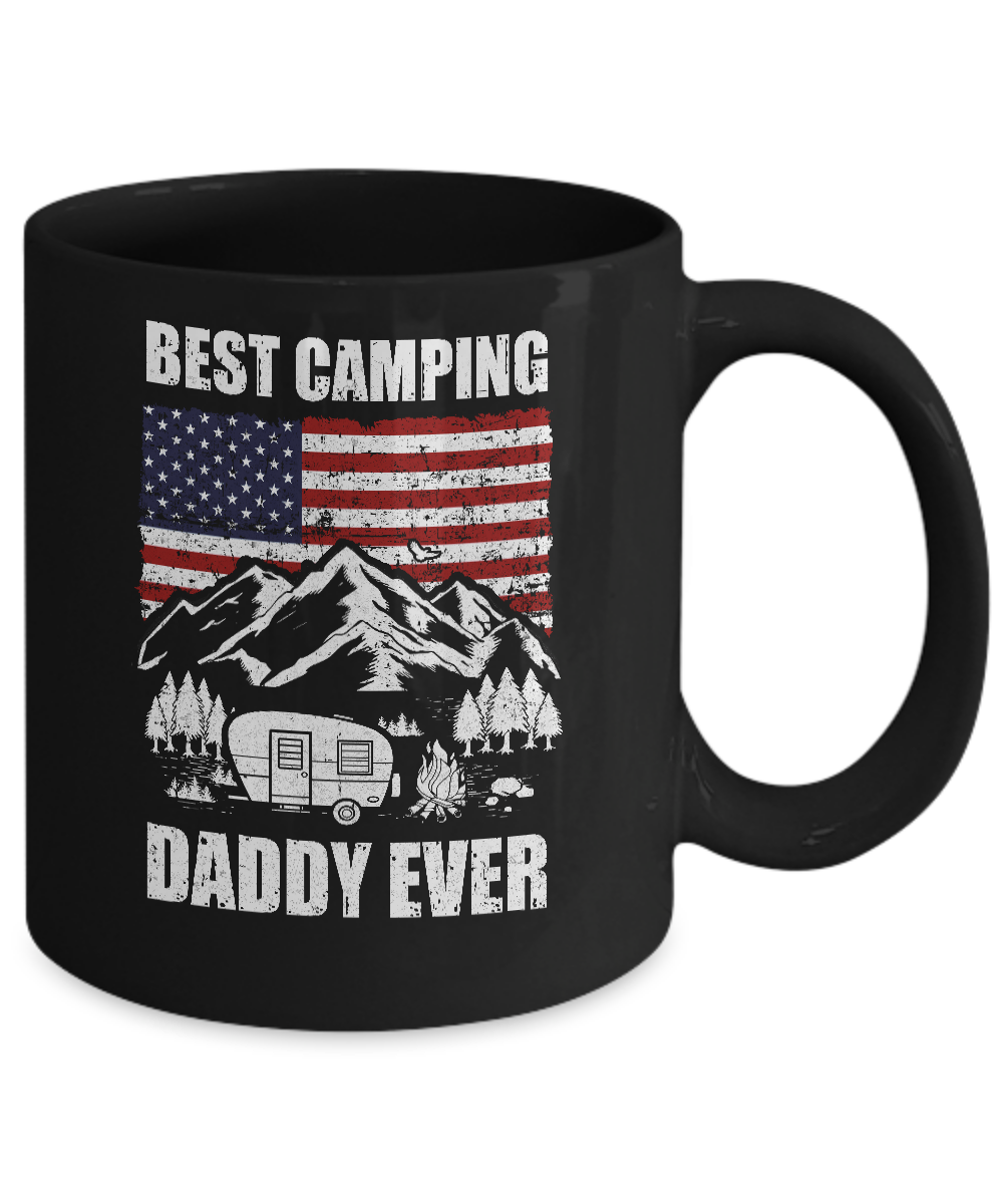 Best Camping Daddy Ever Usa Flag Father's Day Gift Mug-Coffee Mug-11oz Mug-Black